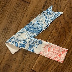 Silk Orange and Blue twilly scarf